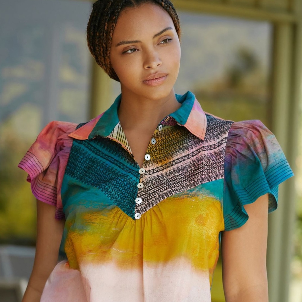 Hope for Flowers by Tracy Reese Smoked Henley Blouse